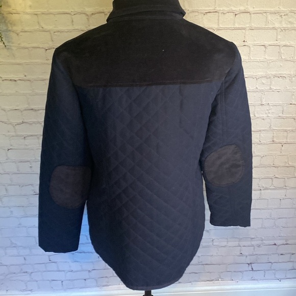 Jones New York Quilted equestrian Navy Jacket Elbow Pads Corduroy Collar Sz S - Picture 11 of 16